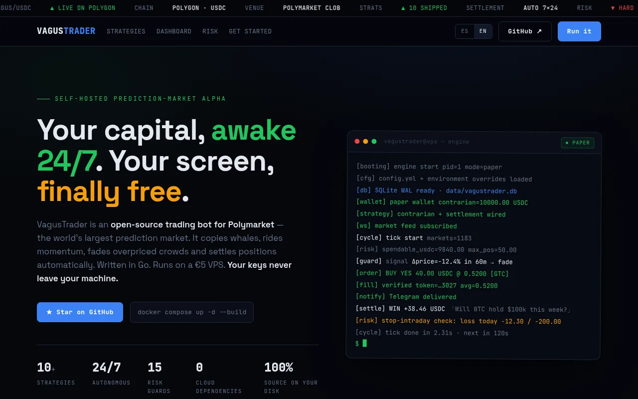 VagusTrader dashboard